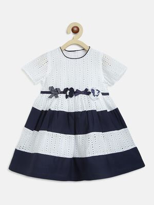White And Navy Lace Dress